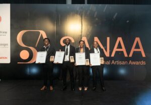 2025-Artisans-of-Mzansi-winners-are-from-left-Nhlanhla-Ndlovu-Sam-Mokgothu-Liyabona-Xishibana-and-Mferere-Mnguni-300x210